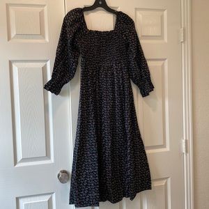 English Factory black floral smocked dress - XS